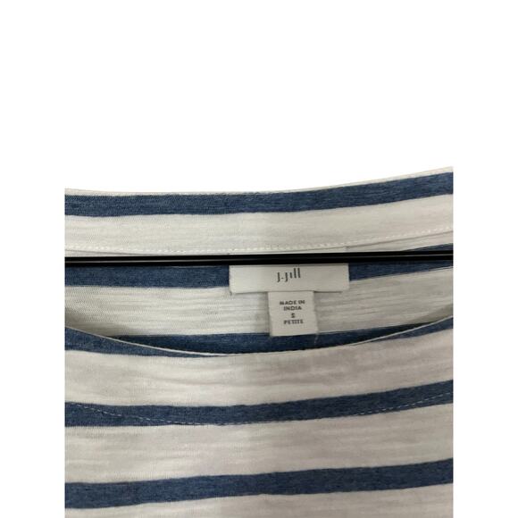 J Jill Womens Blue and White Long Sleeve Striped Tee Size Small Petite - Picture 2 of 4